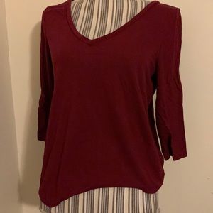 American Eagle- Red (Crossed on Back) V-Neck - 3/4 Sleeves